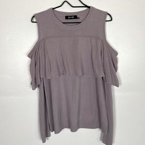 Do+Be Wool Blend Women’s Sweater Size M Cold Shoulder Ruffle Color Lilac NWT